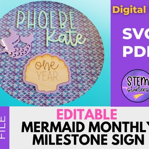 Signo de hitos mensuales de sirena *ARCHIVO DIGITAL* PDF personalizado