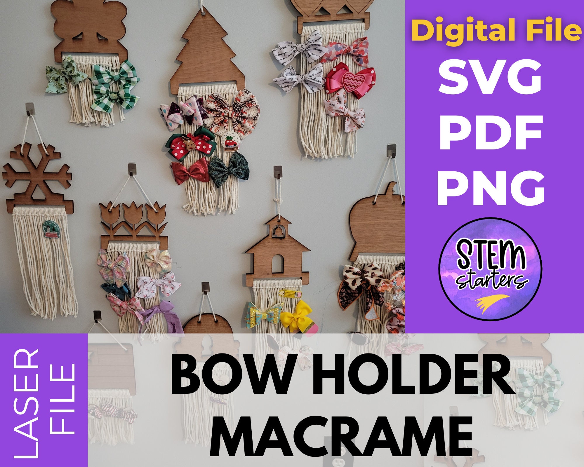 Macrame Bow Holder SVG File for or Laser Cutter Etsy