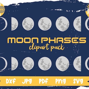 Moon Phases Vector Clipart SVG, PNG, and JPEG files