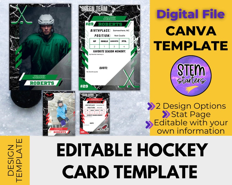 Hockey Card Template for Canva Customizable Sports Trading Card Hockey Card Template for Canva Customizable Sports Trading Card