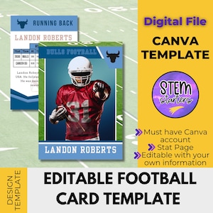 Football Card Template für Canva mit 2 Optionen und ausfüllbarem Statistikteil