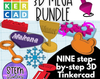 Learn to create 3D Print Files with Tinkercad: Mega Bundle with NINE (9) Tutorials for 3D Printing with Toybox