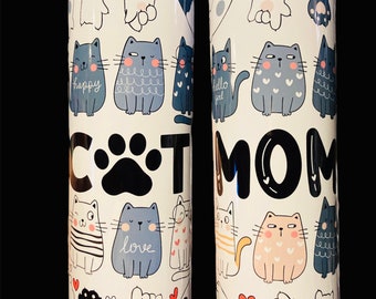 Cat mom tumbler/cartoon cats/animated/gift/cat owner/cat lady/cute cats