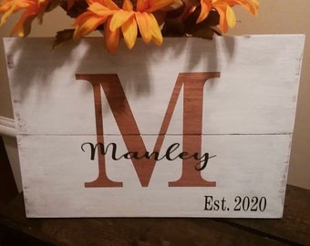 Distressed wedding/anniversary last name and established date signs/wall decor/painted/farmhouse/country
