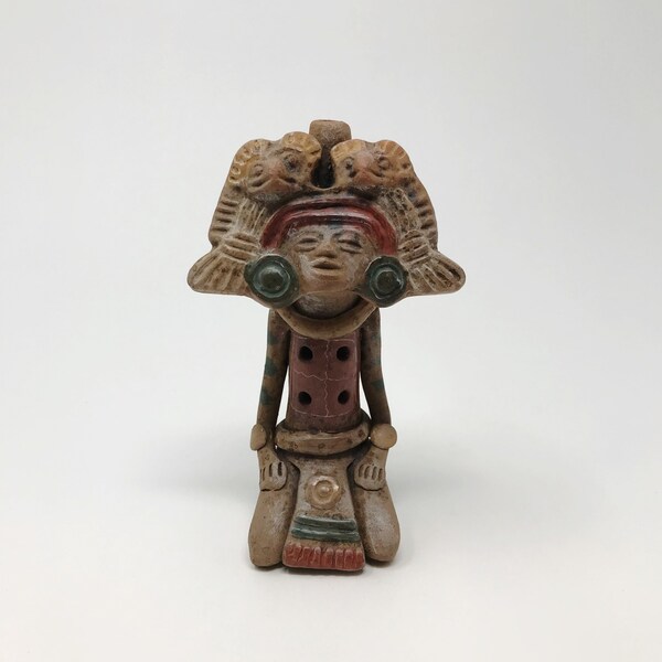 Vintage Mexican Mayan Aztec Pottery Figurine Flute Whistle