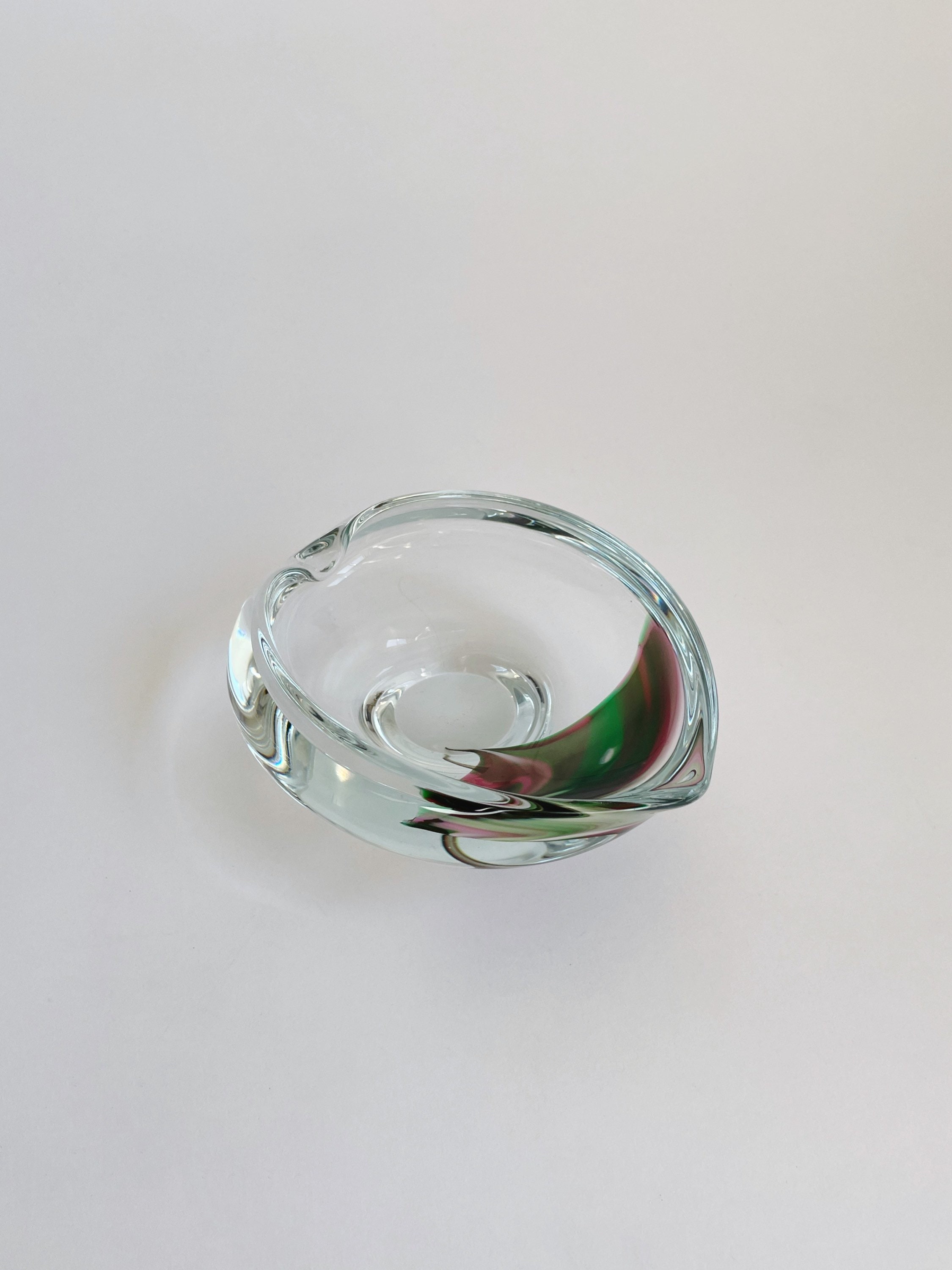 Vintage Hand Blown Glass Ashtray Heavy Clear Glass Catch All Etsy