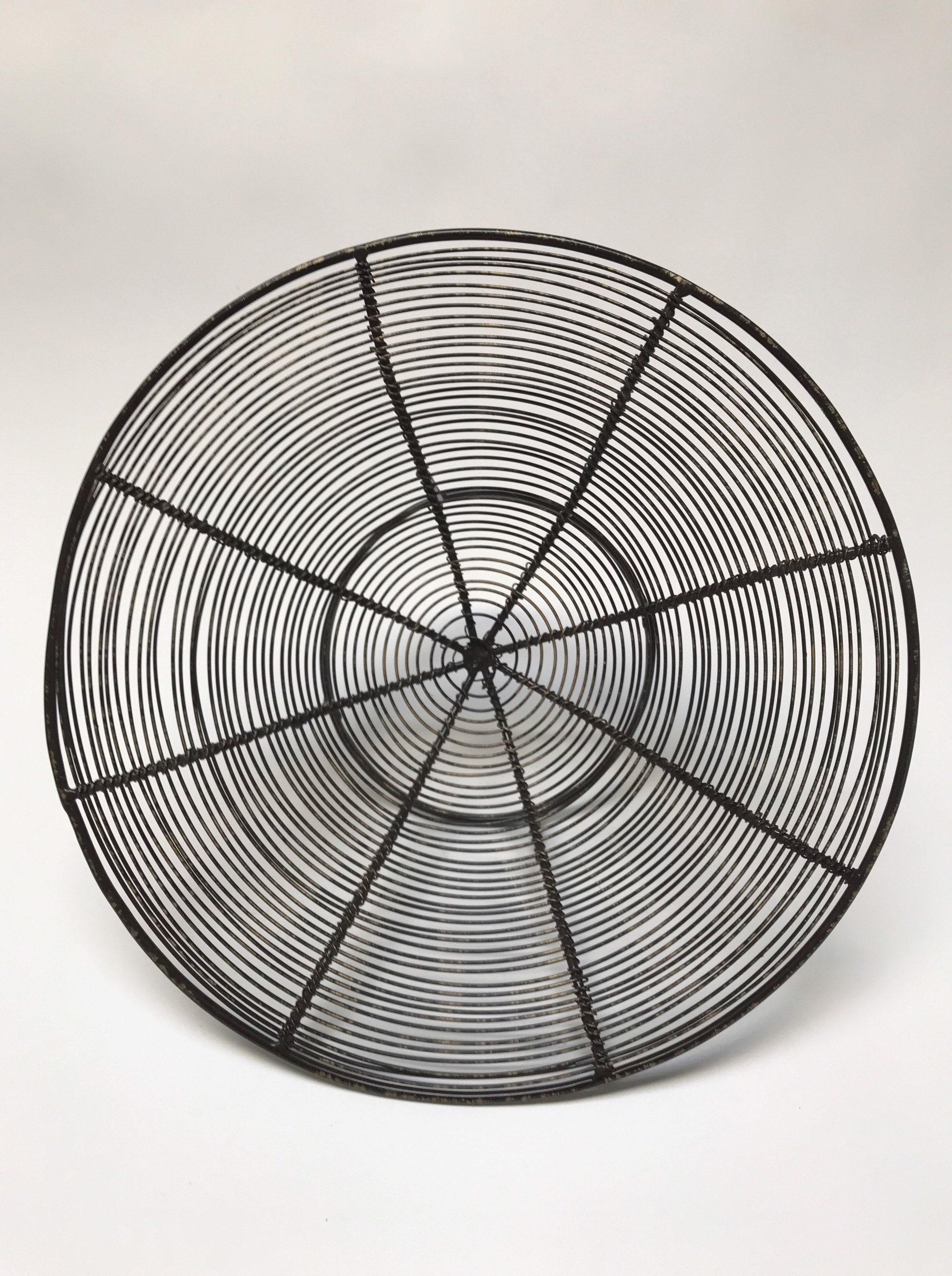 Vintage Black Metal Wire Bowl Pedestal Open Woven Wire Fruit Etsy