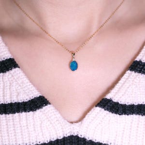 Minimalist Australian Doublet Opal Diamond Necklace