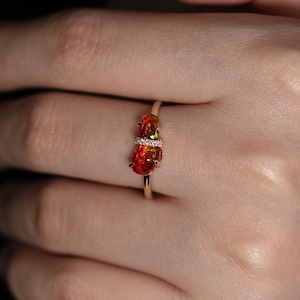 Ribbon Wrapped Fire Opal Diamond Engagement Ring 14K Yellow Gold