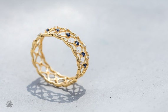 ゴールド 幾何学デザイン リング K18平打ち幾何学デザインゴールド