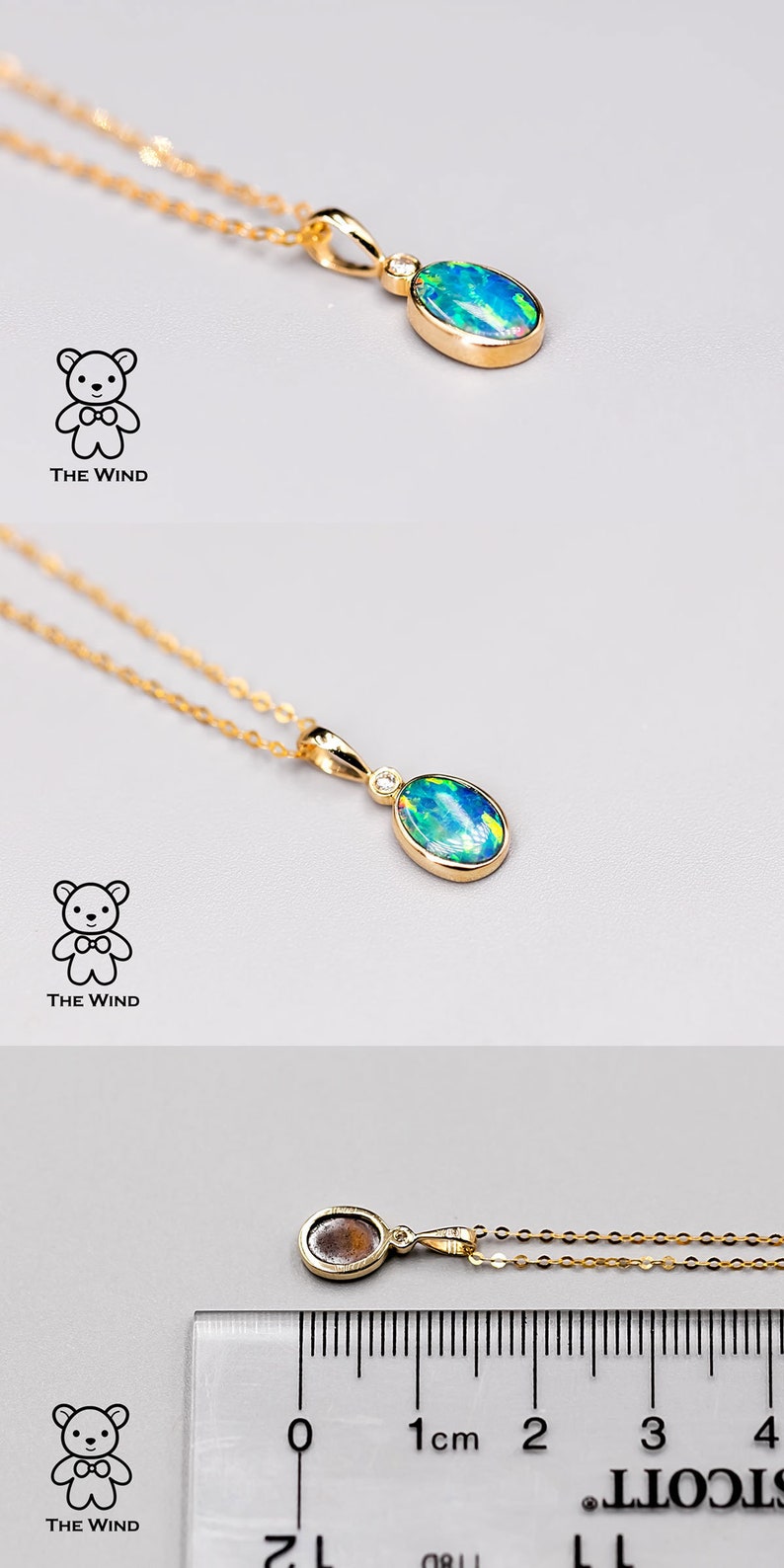Minimalist Australian Doublet Opal Diamond Necklace