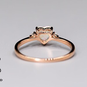 Heart Shaped Opal Diamond Engagement Ring Rose Gold