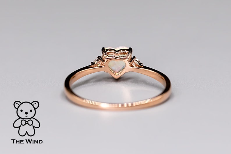 Heart Shaped Opal Diamond Engagement Ring Rose Gold