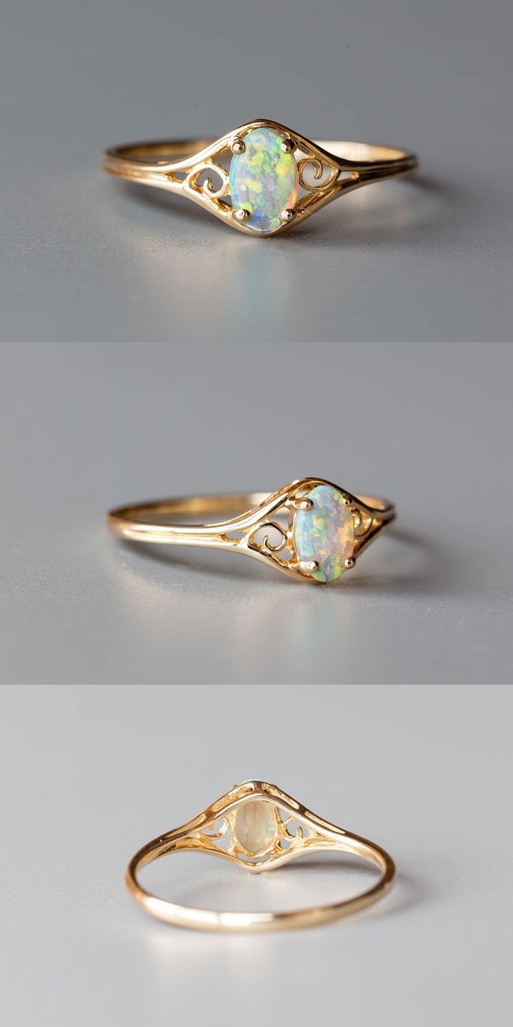 Vintage Inspired Oval Australian Solid Opal Engagement Wedding | Etsy