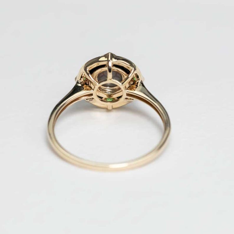 Black Opal Black Agate Engagement Ring