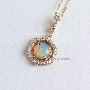 One of a Kind Hexagon Two Sides Australian Sime Black Opal Diamond Tsavorite Pendant Necklace 18k Yellow Gold Promise Gift Charm