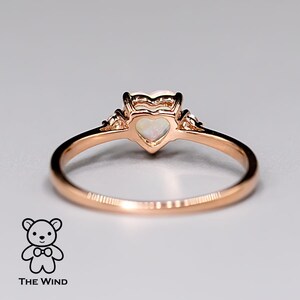 Heart Shaped Opal Diamond Engagement Ring Rose Gold