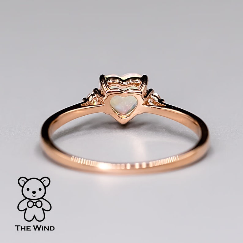 Heart Shaped Opal Diamond Engagement Ring Rose Gold