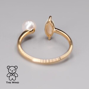 Opal with Akoya Pearl Open Band Ring