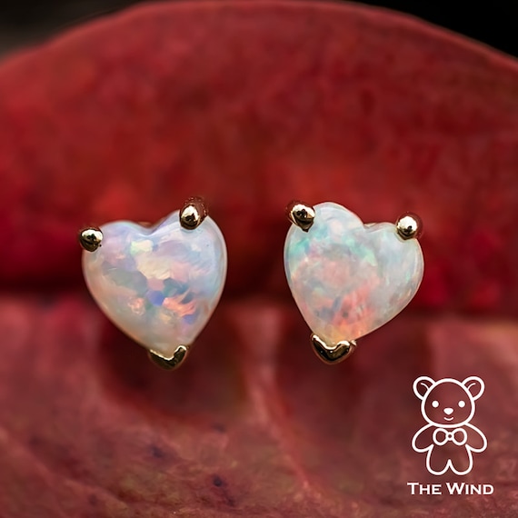 Heart shaped opal earrings deals