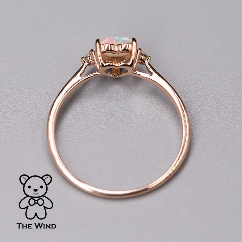 Heart Shaped Opal Diamond Engagement Ring Rose Gold