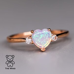 Heart Shaped Opal Diamond Engagement Ring Rose Gold