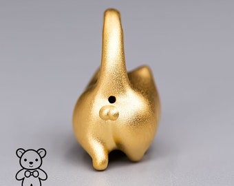 You Have the Balls - Kitty Cat Design Pendant Necklace 24K Yellow Gold with Matt Finish