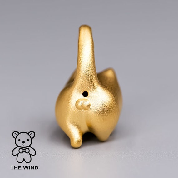 You Have the Balls - Kitty Cat Design Pendant Necklace 24K Yellow Gold with Matt Finish