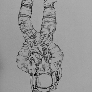Astronaut; Drucke & Note Karten; Raumbiologie Astronomie Roboter Chemie Drucke; Stift Tinte Bleistift Kunstwerk; Wissenschaft der Kunst