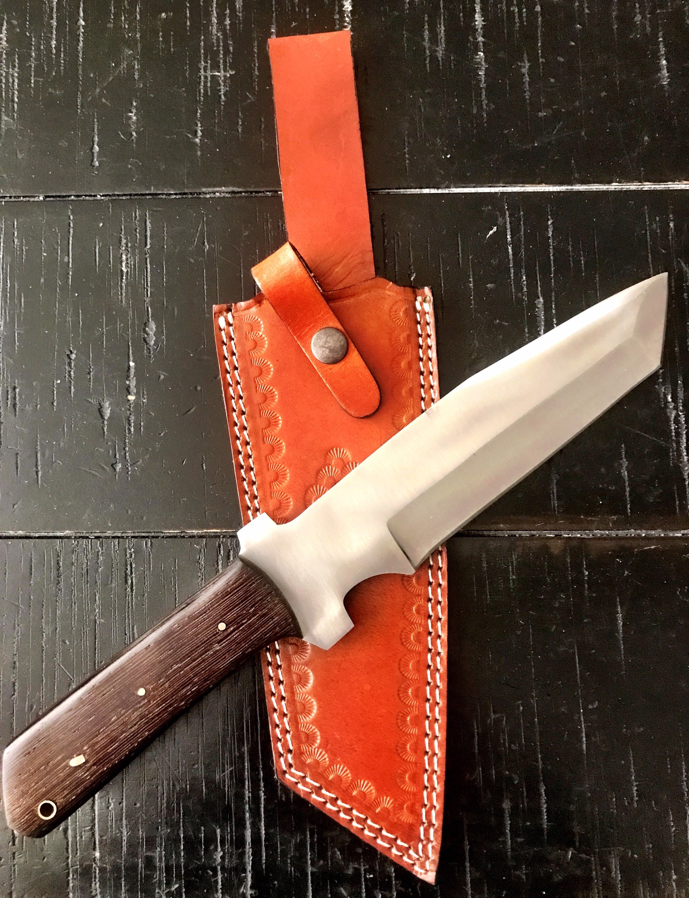 D2 Steel Hunting Knife with Leather Sheath – Reliable Outdoor Tool main image 0