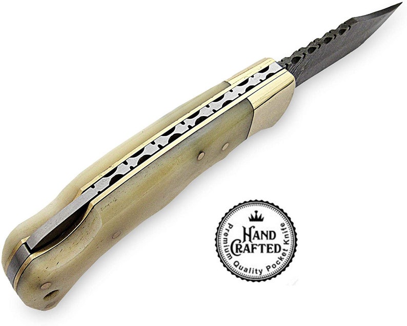 6.5 Camel Bone Handle Folding Pocket Knife Hunting 100 Etsy