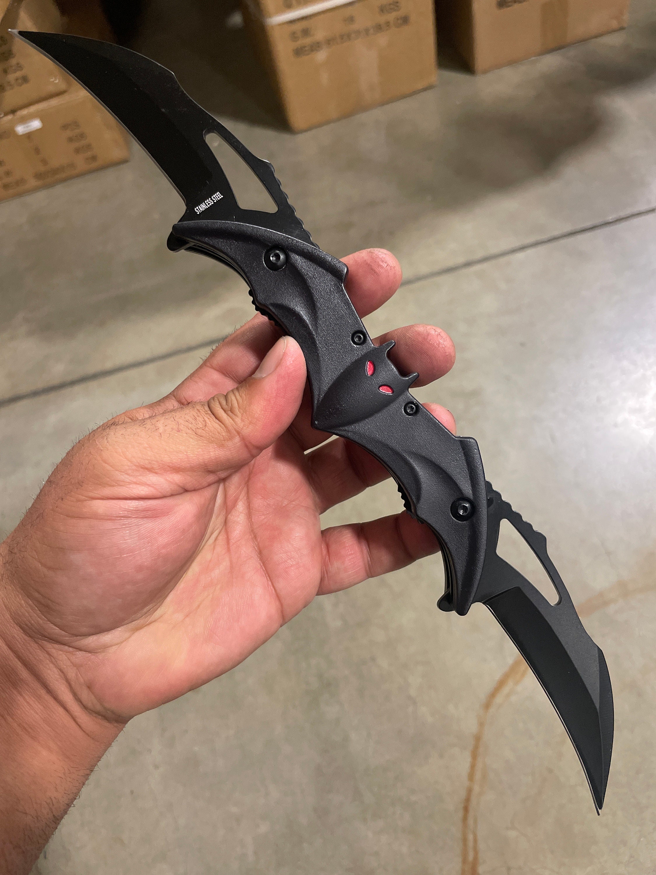 Bat Kitchen Knife Block Solid Hardwood 5 Knifes & Scissors 
