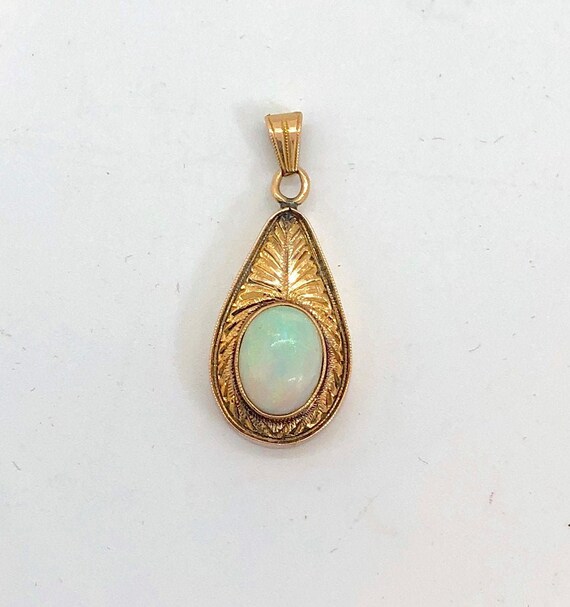 Antique Oval Opal Pendant in Teardrop Setting in Solid 14k | Etsy