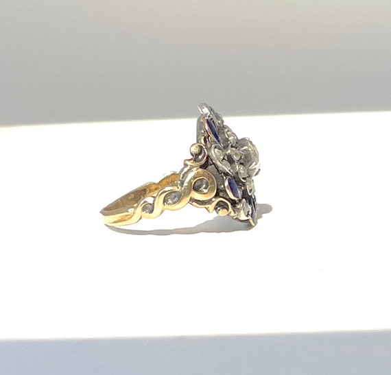 Antique Diamond and Blue Enamel Georgian Ring in … - image 4