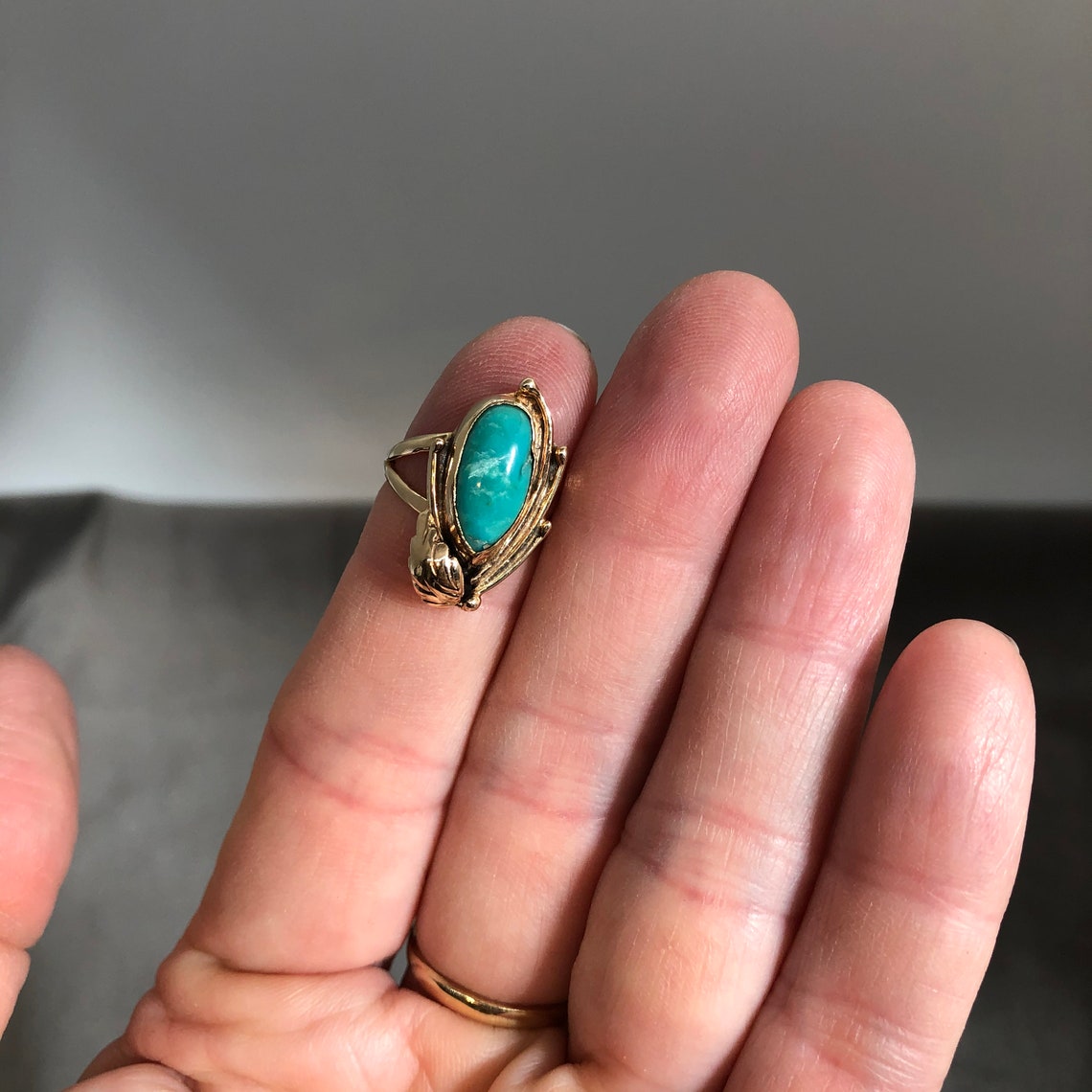Vintage 14K anillo turquesa de oro amarillo Tamaño 4.5 Anillo | Etsy