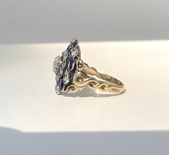 Antique Diamond and Blue Enamel Georgian Ring in … - image 6