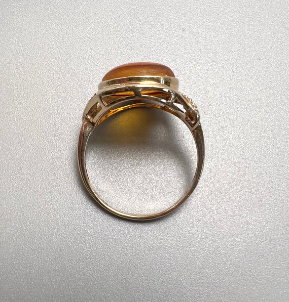 Vintage 14k Yellow Gold Man on the Moon Ring with… - image 4