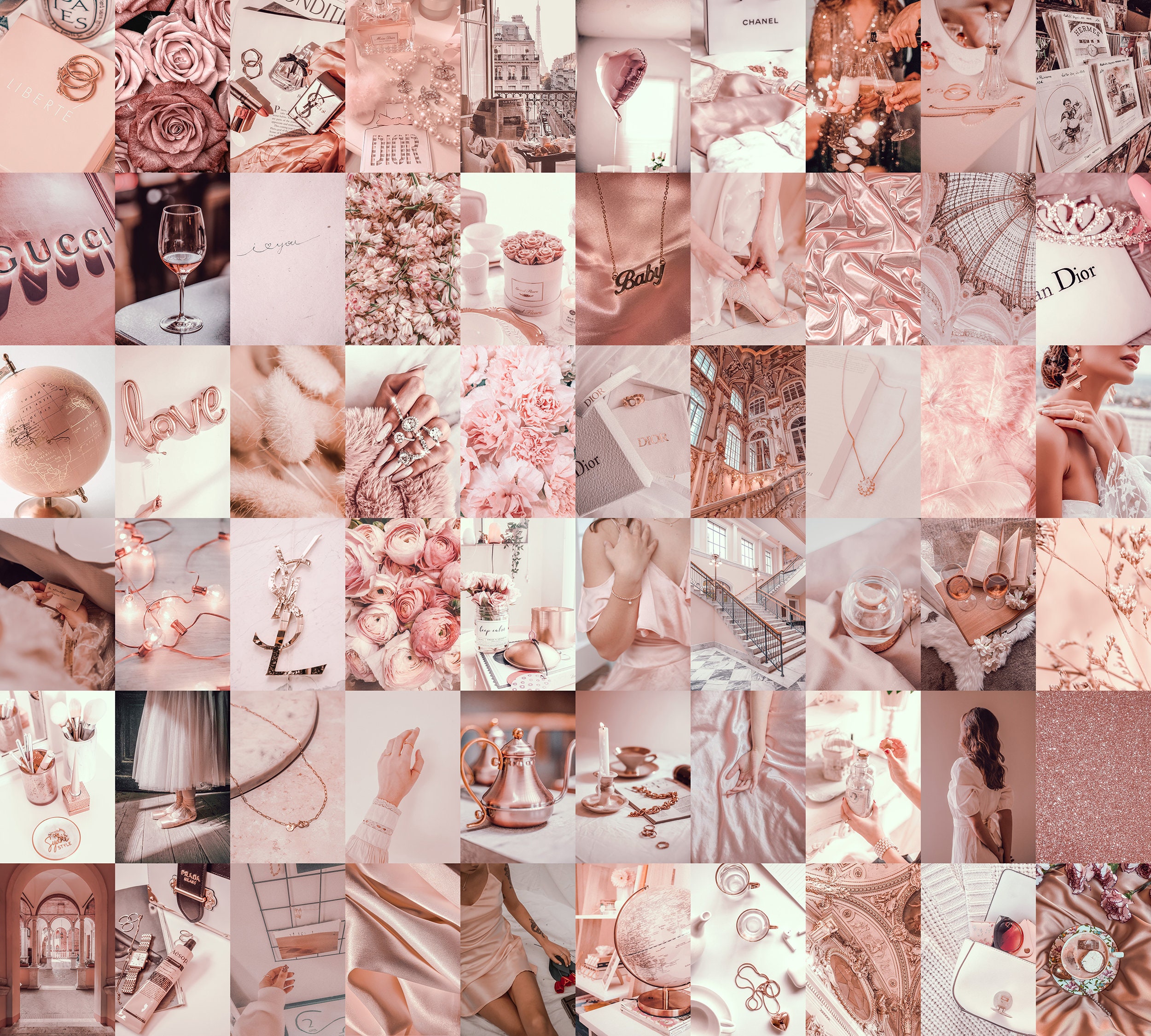 Rose Gold Aesthetic Collage Kit 65pc Wall Collage Ets vrogue.co