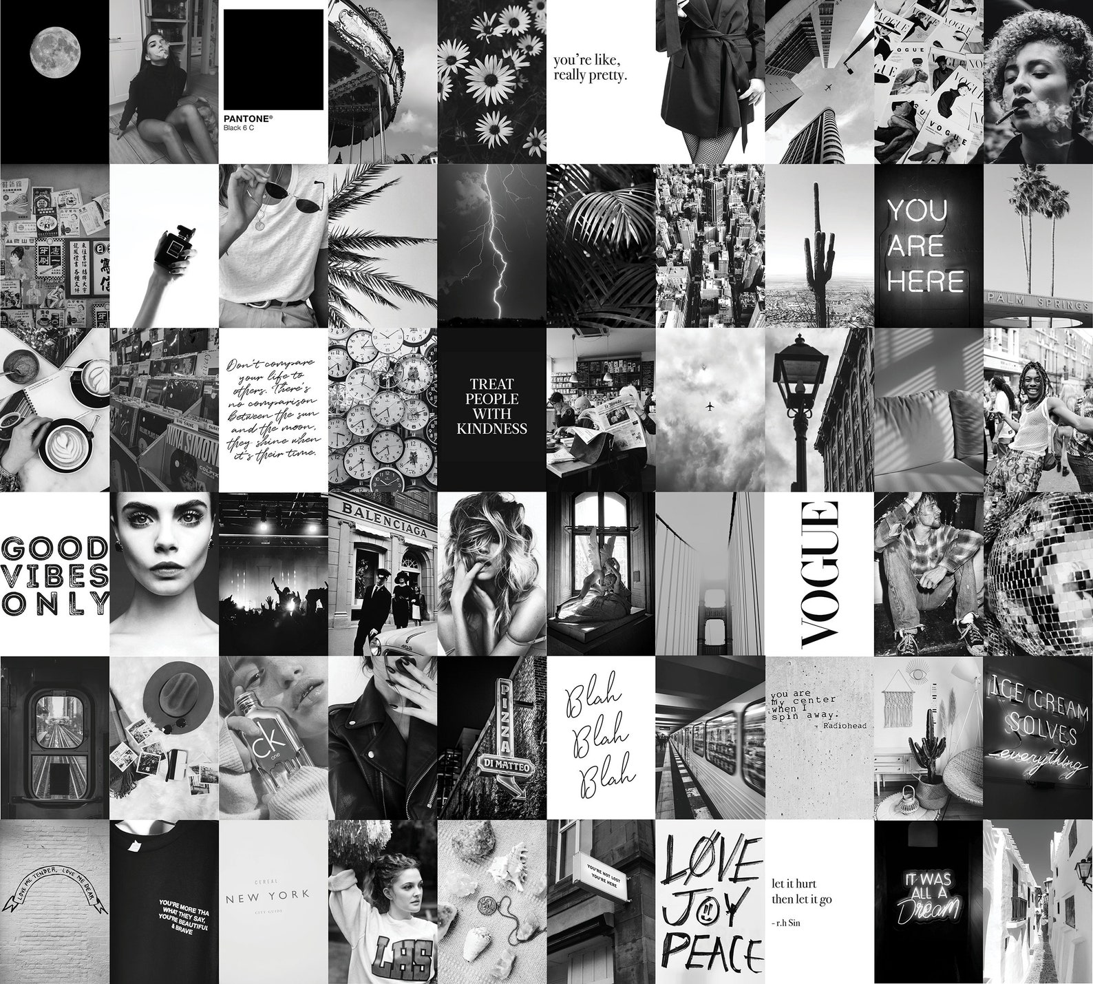 PRINTED 60 or 100pc COLLAGE KIT Black and White Aesthetic | Etsy