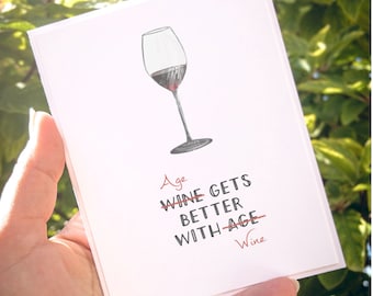 Aged to perfection card | wine birthday card | Sip Sip Hooray birthday card | Age gets better with wine