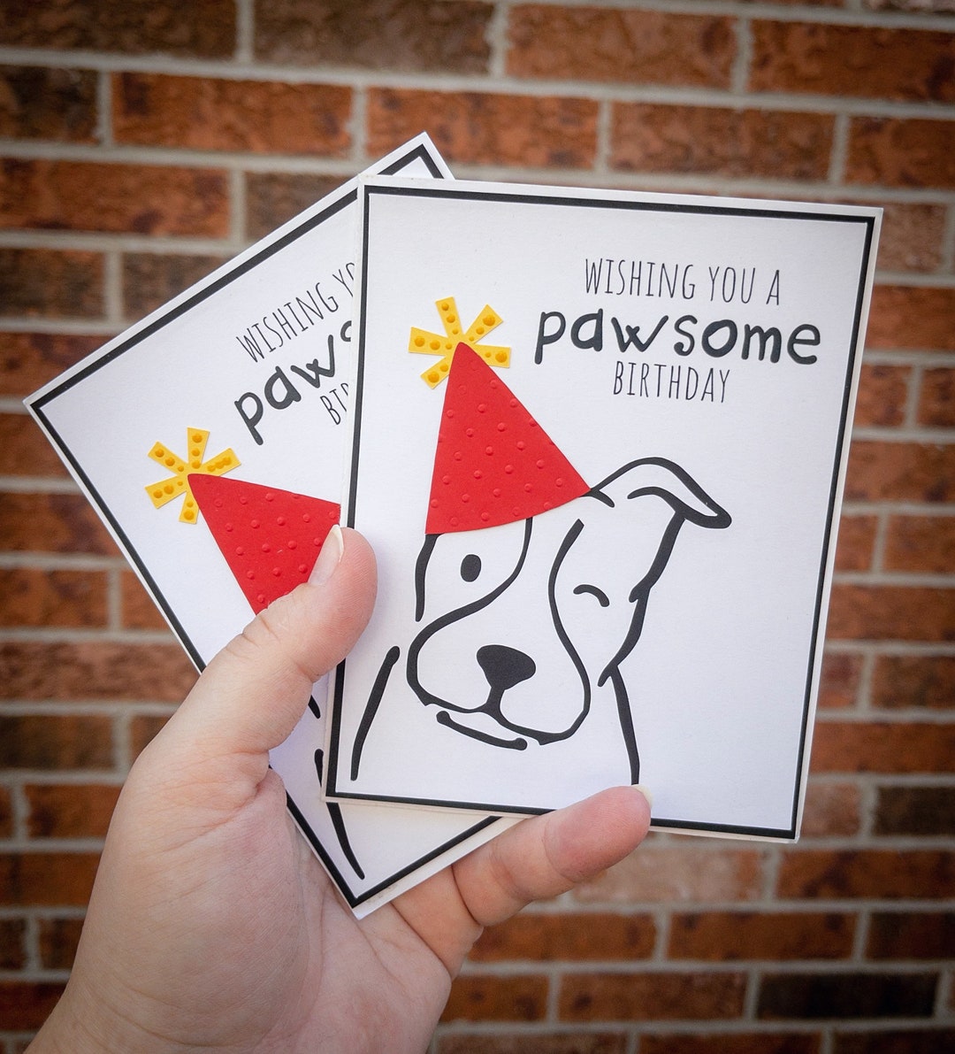 Pawsome Birthday Card Dog Lover Birthday Card Dog Birthday Party Cute