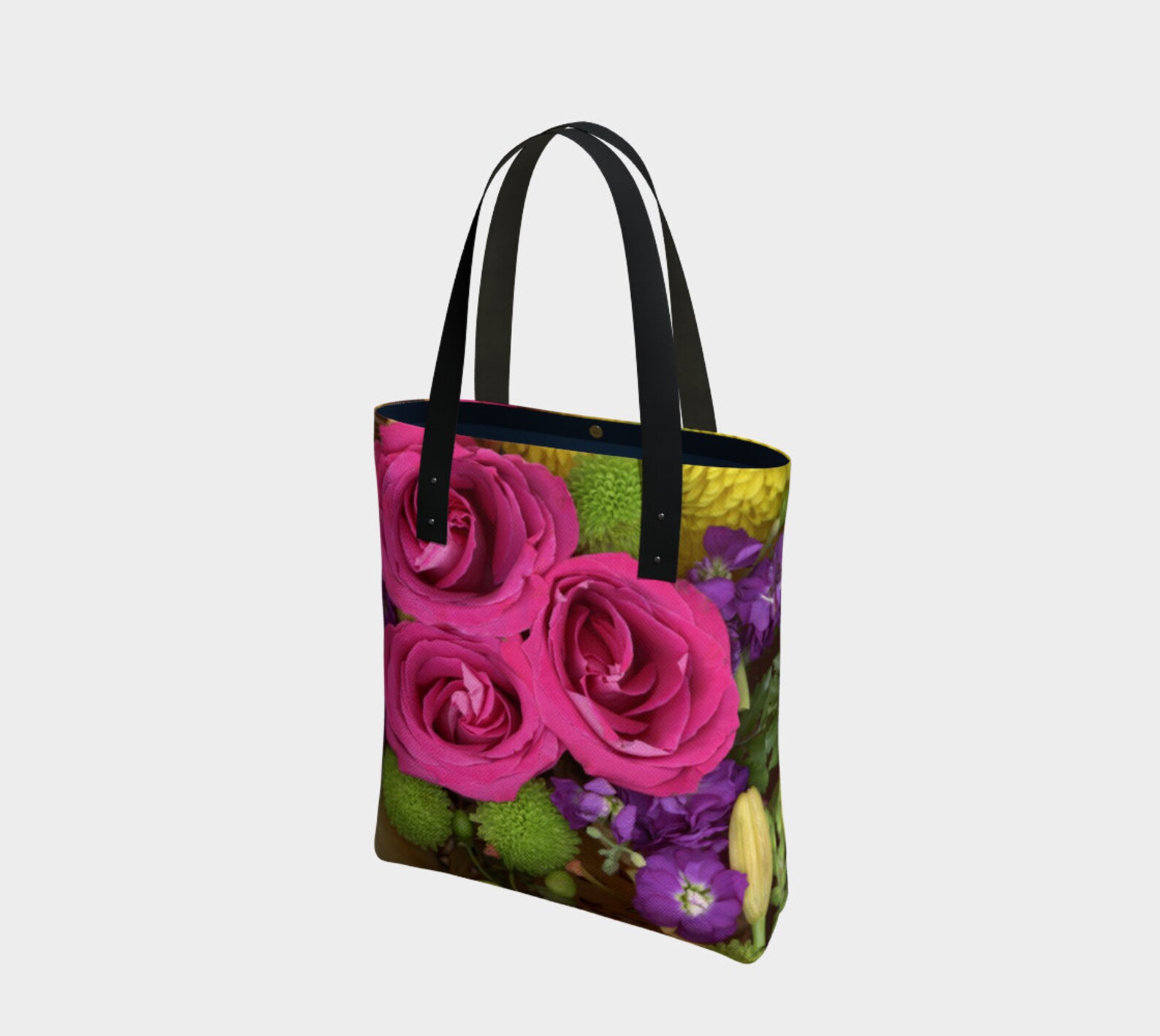 Tote Bag Pink Roses Bouquet Floral Shoulder Tote Flowered Etsy