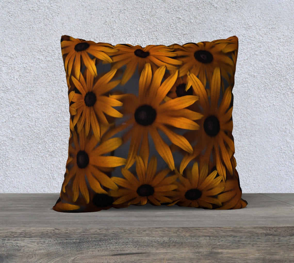 22x22 Pillow Cover Yellow Flower Pillow Cover Velveteen Etsy