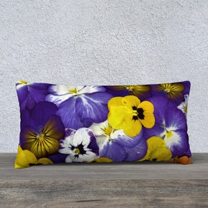 18x18 Pillow Case*Bright Floral Pillow Cover*Flowered Throw Pillow*Linen*Canvas*Velveteen*Pansies Galore