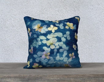 Square pillow cover 18x18 blue floral pillowcase sofa pillows