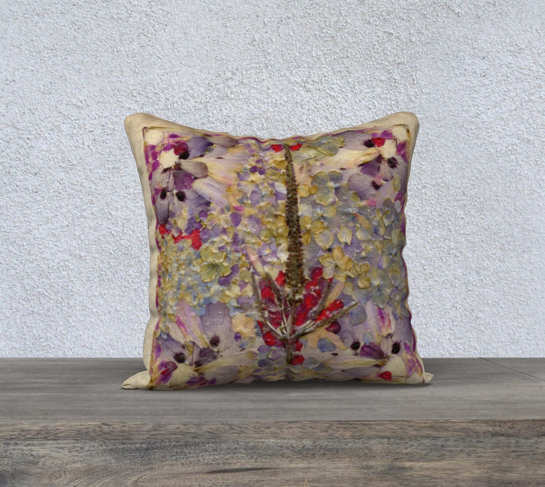 18x18 Pillow Case*Bright Floral Pillow Cover*Flowered Throw Pillow*Linen*Canvas*Velveteen*Pansies Galore