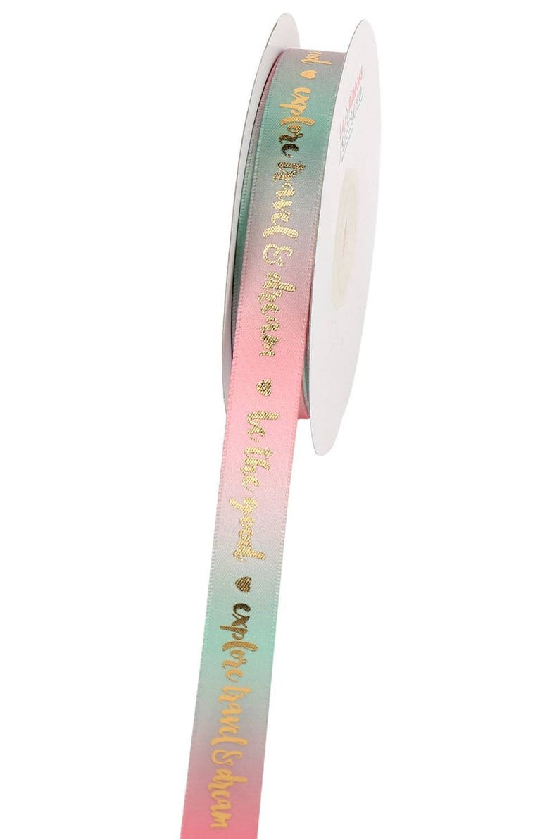 16mm Watercolor Printing Satin Wrapping Ribbons Be the good LBY006