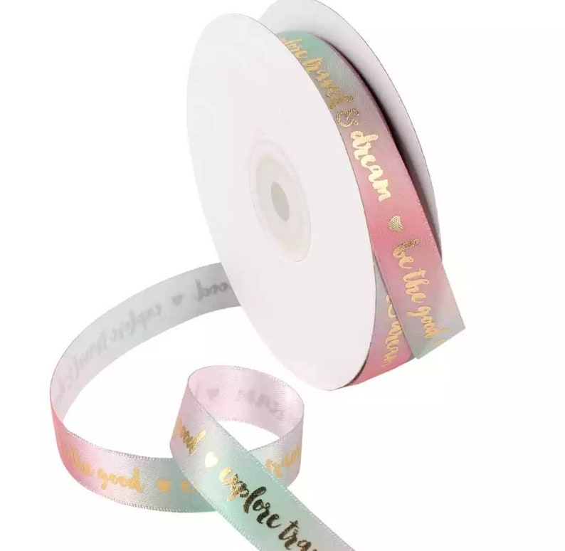 16mm Watercolor Printing Satin Wrapping Ribbons Be the good LBY006