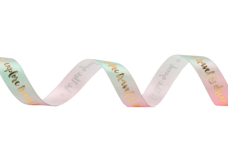 16mm Watercolor Printing Satin Wrapping Ribbons Be the good LBY006