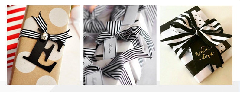 Black and White Striped Grosgrain Ribbon Gift Wrap Decor LBD007 - Etsy